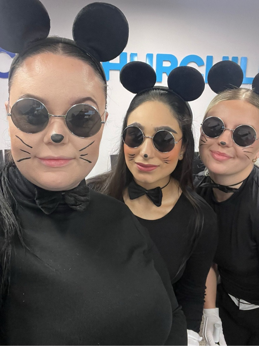 Sarah, Maryam and Chelsea as the Three Blind Mice.